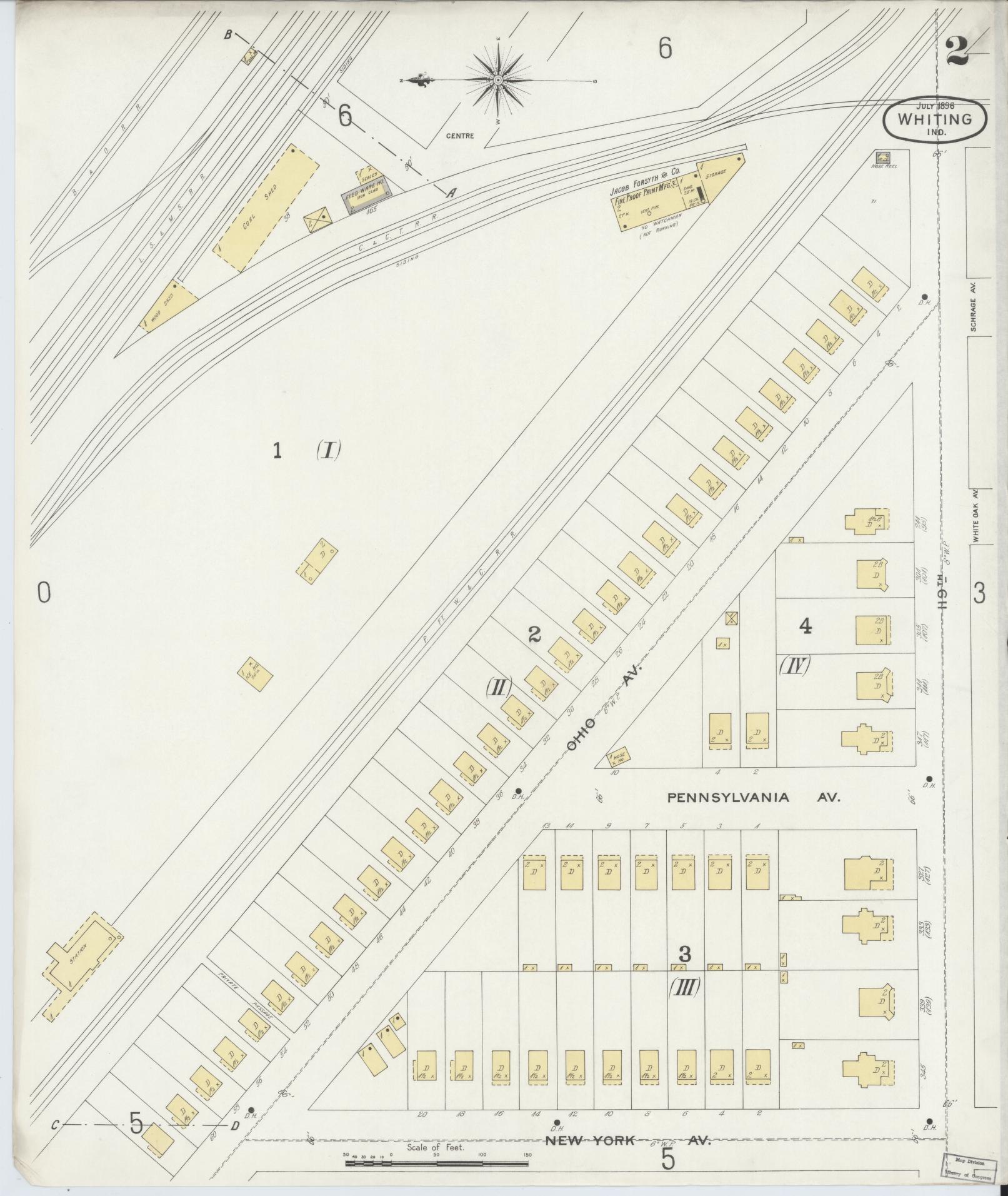 Sanborn Fire Insurance Map from Whiting, Lake County, Indiana (1896), Sheet #0002 - Complete Map Set gallery image, historic Sanborn map, vintage wall art, Indiana Indiana