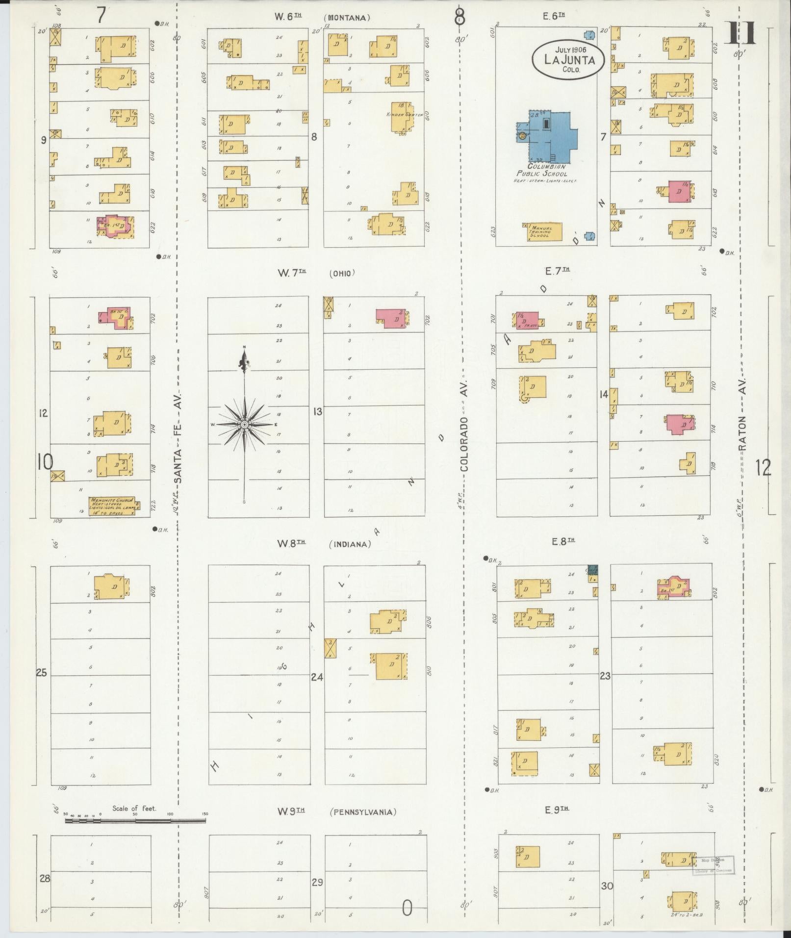 Sanborn Fire Insurance Map from La Junta, Otero County, Colorado (1906), Sheet #0011 - Historic Sanborn Fire Insurance Map Print, vintage old map wall art, antique decor, genealogy gift, Colorado Colorado map