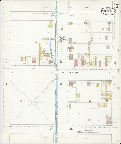 Sanborn Fire Insurance Map from Provo, Utah County, Utah (1890), Sheet #0007 - Complete Map Set gallery image, historic Sanborn map, vintage wall art, Provo Utah
