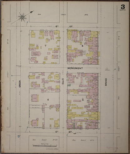 Sanborn Fire Insurance Map from Augusta, Richmond County, Georgia (1890), Sheet #0003 - Complete Map Set gallery image, historic Sanborn map, vintage wall art, Georgia Georgia