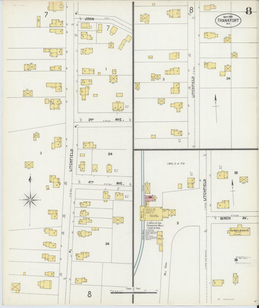 Sanborn Fire Insurance Map from Frankfort, Herkimer County, New York (1902), Sheet #0008 - Historic Sanborn Fire Insurance Map Print, vintage old map wall art, antique decor, genealogy gift, New York New York map