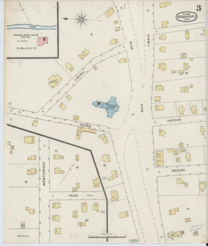 Sanborn Fire Insurance Map from Branford, New Haven County, Connecticut (1895), Sheet #0003 - Complete Map Set gallery image, historic Sanborn map, vintage wall art, Connecticut Connecticut