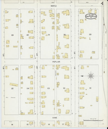 Sanborn Fire Insurance Map from Emporium, Cameron County, Pennsylvania (1892), Sheet #0004 - Complete Map Set gallery image, historic Sanborn map, vintage wall art, Pennsylvania Pennsylvania
