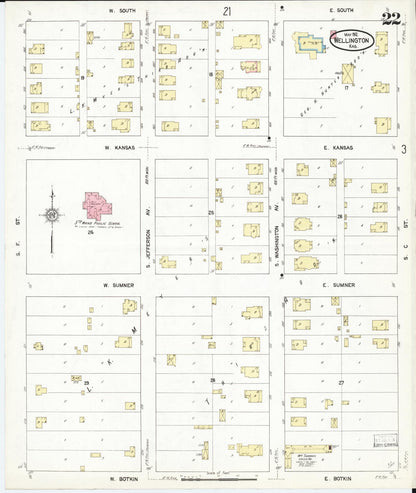 Sanborn Fire Insurance Map from Wellington, Sumner County, Kansas (1912), Sheet #0022 - Complete Map Set gallery image, historic Sanborn map, vintage wall art, Kansas Kansas