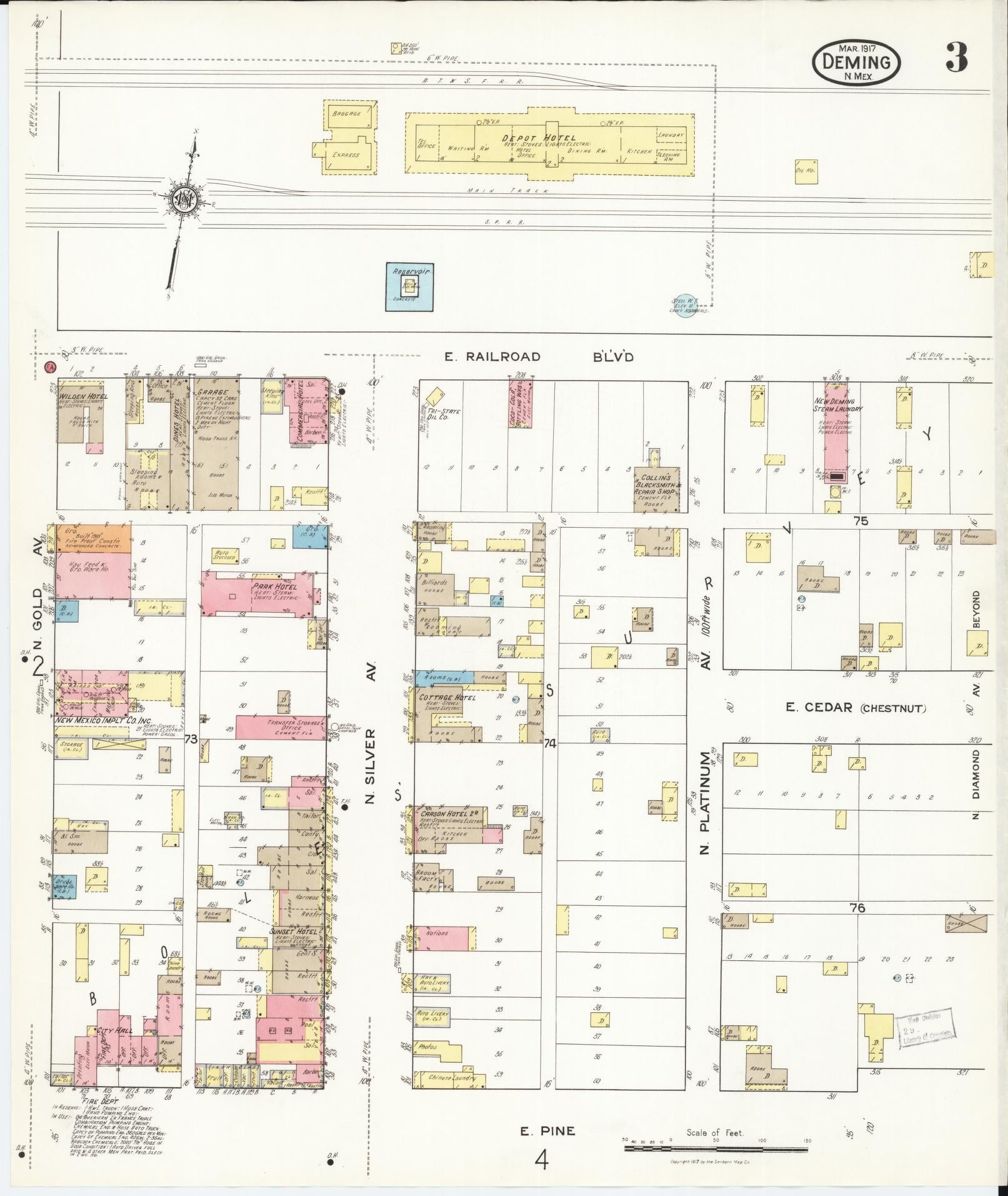 Sanborn Fire Insurance Map from Deming, Luna County, New Mexico (1917), Sheet #0003 - Complete Map Set gallery image, historic Sanborn map, vintage wall art, New Mexico New Mexico