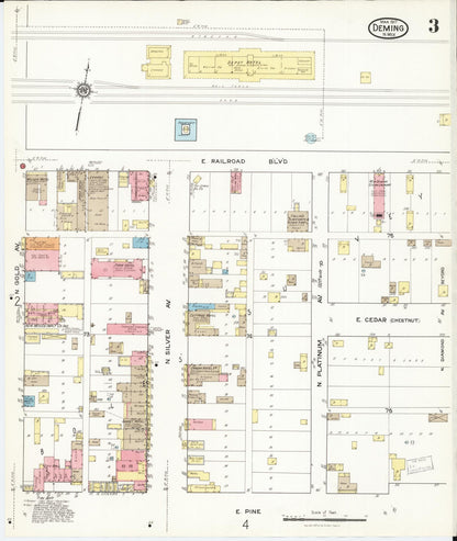 Sanborn Fire Insurance Map from Deming, Luna County, New Mexico (1917), Sheet #0003 - Complete Map Set gallery image, historic Sanborn map, vintage wall art, New Mexico New Mexico