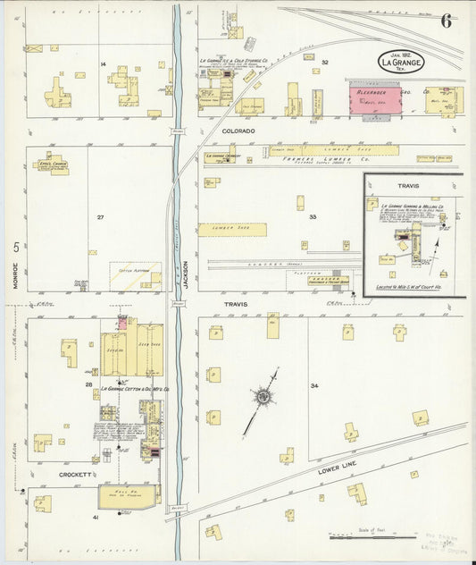 Sanborn Fire Insurance Map from La Grange, Fayette County, Texas (1912), Sheet #0006 - Historic Sanborn Fire Insurance Map Print, vintage old map wall art, antique decor, genealogy gift, Texas Texas map