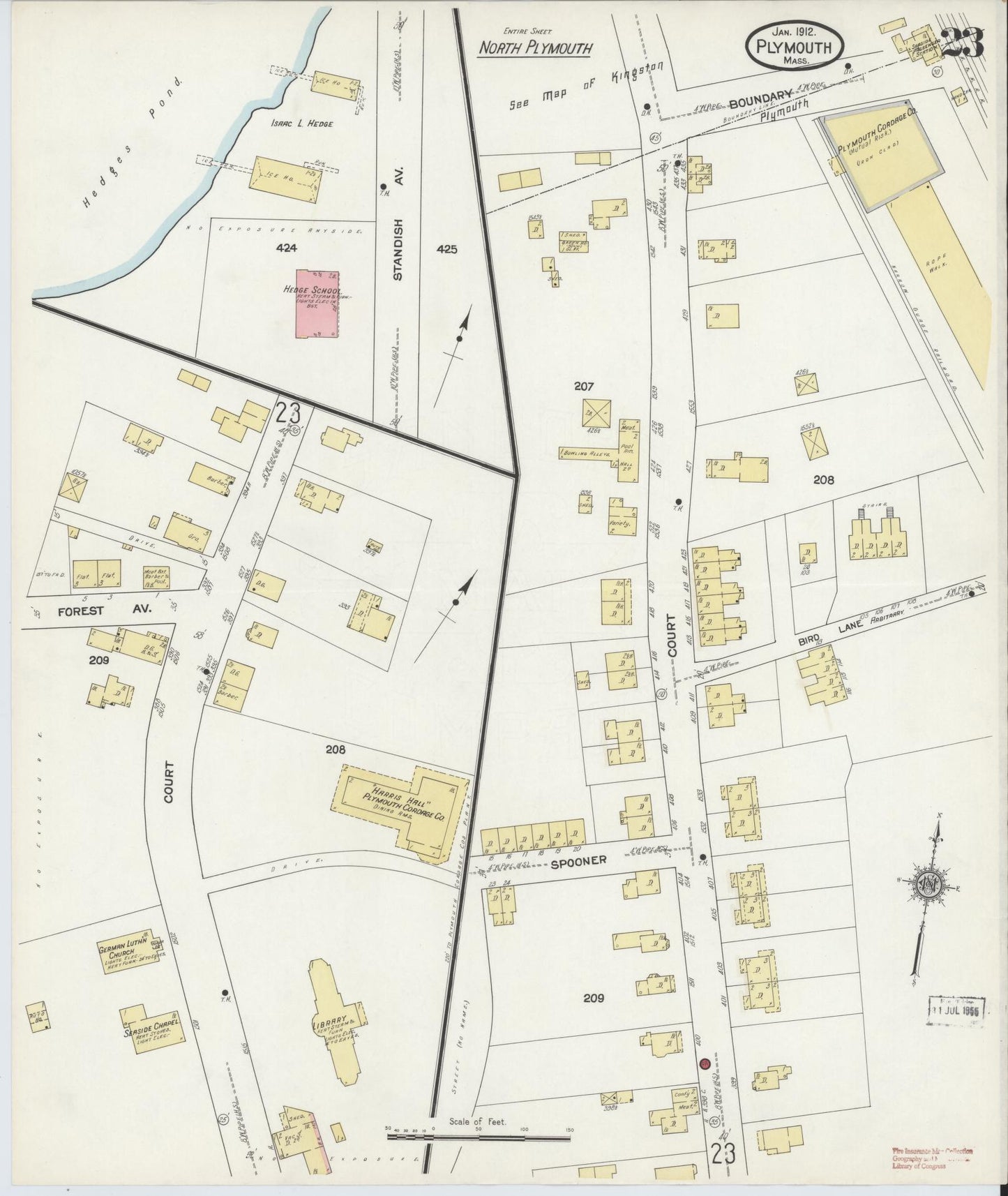 Sanborn Fire Insurance Map from Plymouth, Plymouth County, Massachusetts (1912), Sheet #0023 - Complete Map Set gallery image, historic Sanborn map, vintage wall art, Massachusetts Massachusetts