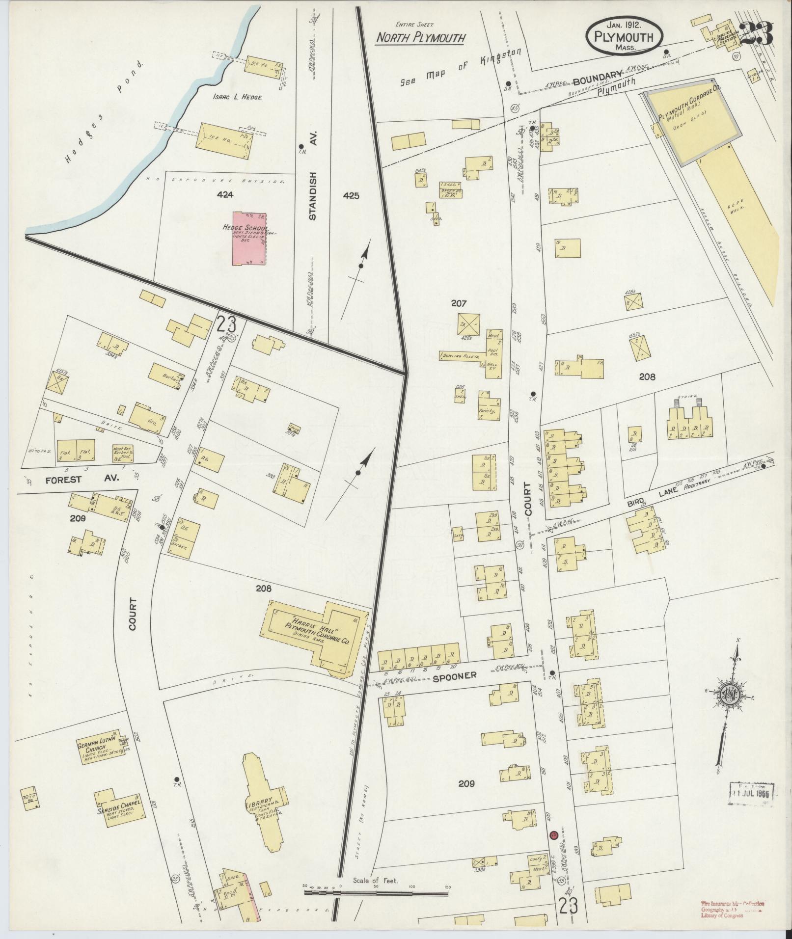 Sanborn Fire Insurance Map from Plymouth, Plymouth County, Massachusetts (1912), Sheet #0023 - Complete Map Set gallery image, historic Sanborn map, vintage wall art, Massachusetts Massachusetts