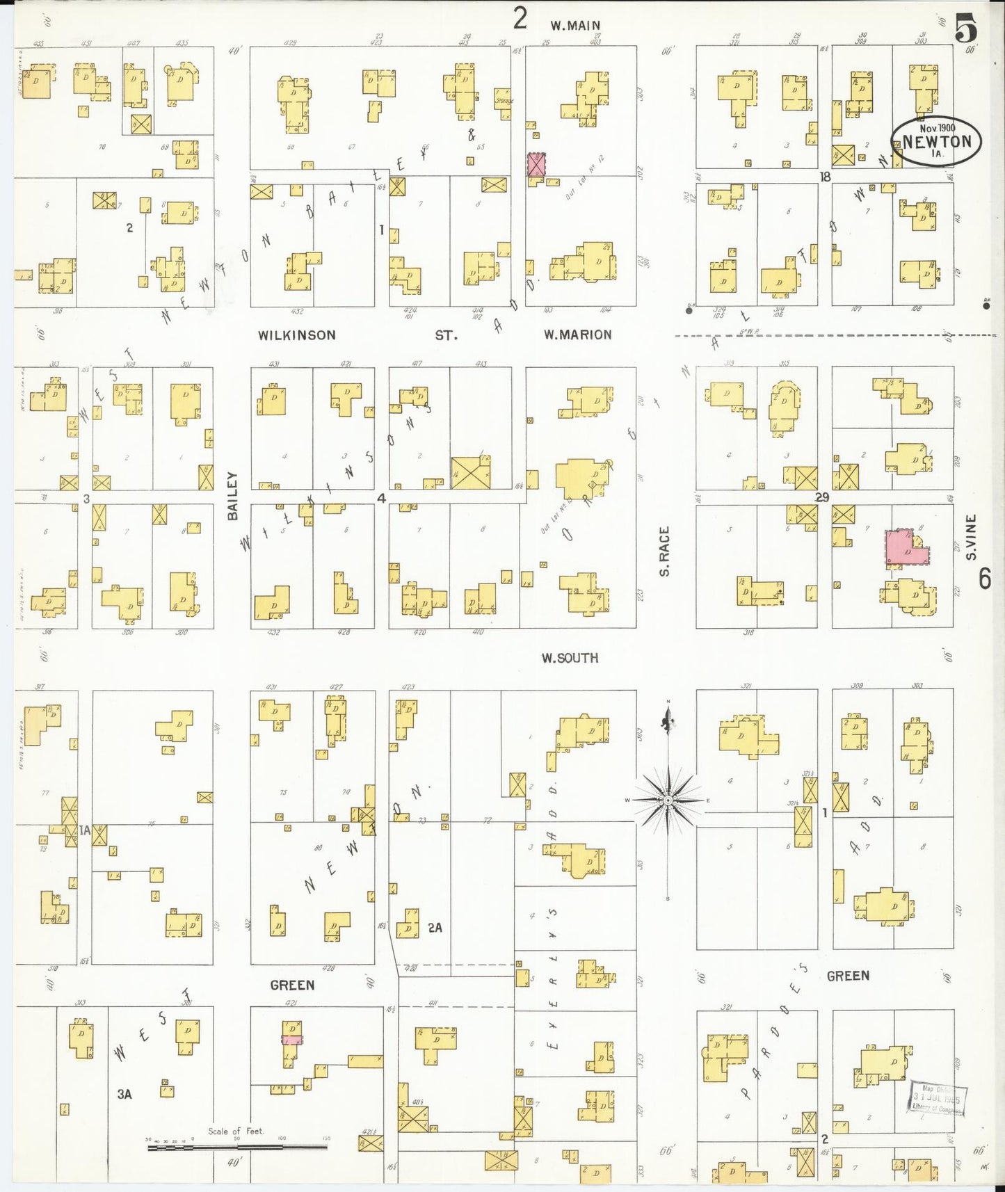 Sanborn Fire Insurance Map from Newton, Jasper County, Iowa (1900), Sheet #0005 - Historic Sanborn Fire Insurance Map Print