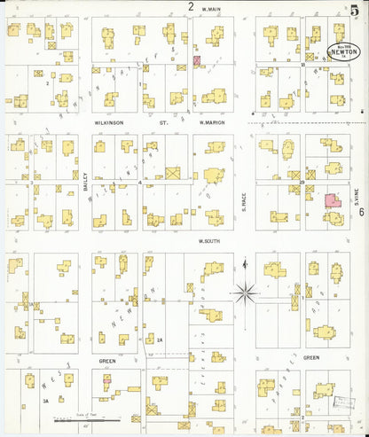 Sanborn Fire Insurance Map from Newton, Jasper County, Iowa (1900), Sheet #0005 - Historic Sanborn Fire Insurance Map Print
