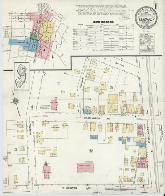 Sanborn Fire Insurance Map from Tenafly, Bergen County, New Jersey. (1920) – Historic Sanborn Fire Insurance Map Print