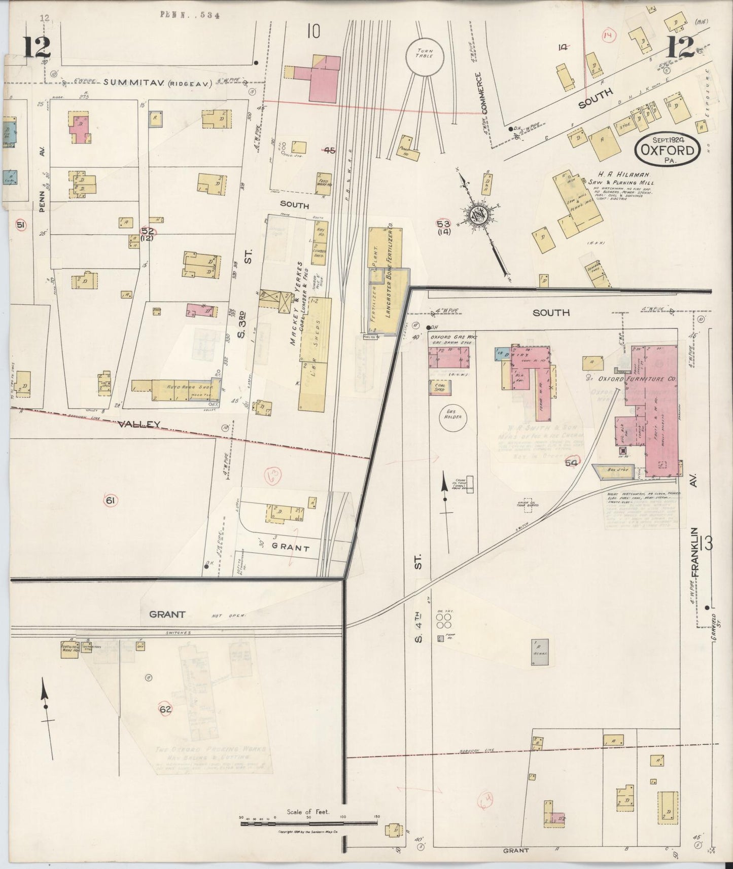 Sanborn Fire Insurance Map from Oxford, Chester County, Pennsylvania (1940), Sheet #0012 - Complete Map Set gallery image, historic Sanborn map, vintage wall art, Pennsylvania Pennsylvania