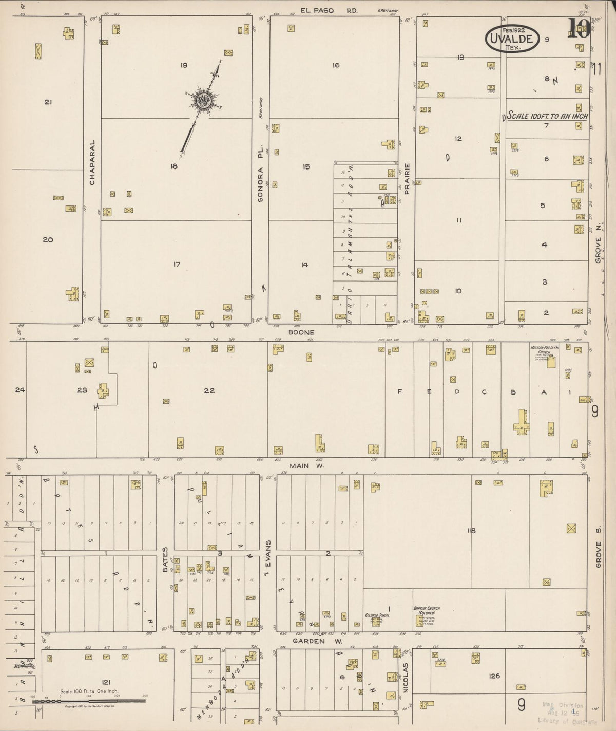 Sanborn Fire Insurance Map from Uvalde, Uvalde County, Texas (1922), Sheet #0010 - Complete Map Set gallery image, historic Sanborn map, vintage wall art, Texas Texas