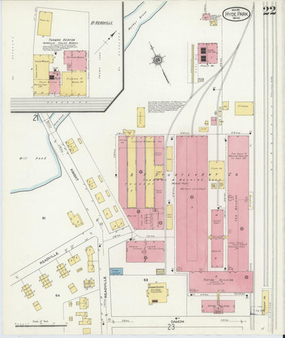 Sanborn Fire Insurance Map from Hyde Park, Norfolk County, Massachusetts (1911), Sheet #0022 - Complete Map Set gallery image, historic Sanborn map, vintage wall art, Massachusetts Massachusetts
