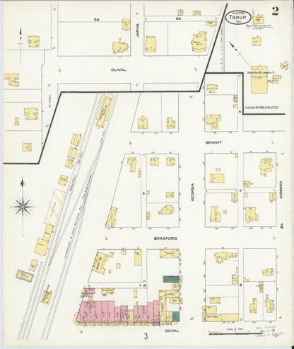 Sanborn Fire Insurance Map from Troup, Smith County, Texas (1909), Sheet #0002 - Complete Map Set gallery image, historic Sanborn map, vintage wall art, Texas Texas