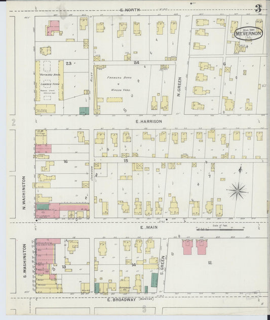 Sanborn Fire Insurance Map from Mount Vernon, Jefferson County, Illinois (1894), Sheet #0003 - Historic Sanborn Fire Insurance Map Print, vintage old map wall art, antique decor, genealogy gift, Illinois Illinois map