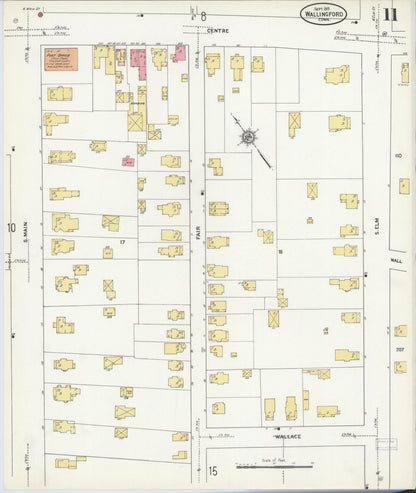 Sanborn Fire Insurance Map from Wallingford, New Haven County, Connecticut (1911), Sheet #0011 - Complete Map Set gallery image, historic Sanborn map, vintage wall art, Connecticut Connecticut