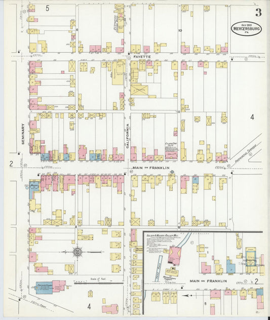 Sanborn Fire Insurance Map from Mercersburg, Franklin County, Pennsylvania (1910), Sheet #0003 - Historic Sanborn Fire Insurance Map Print, vintage old map wall art, antique decor, genealogy gift, Pennsylvania Pennsylvania map