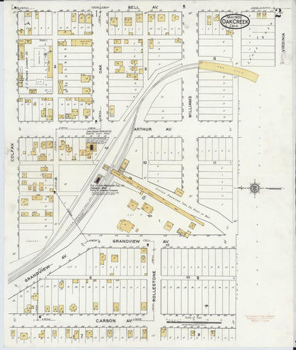 Sanborn Fire Insurance Map from Oak Creek, Routt County, Colorado (1920), Sheet #0002 - Complete Map Set gallery image, historic Sanborn map, vintage wall art, Colorado Colorado