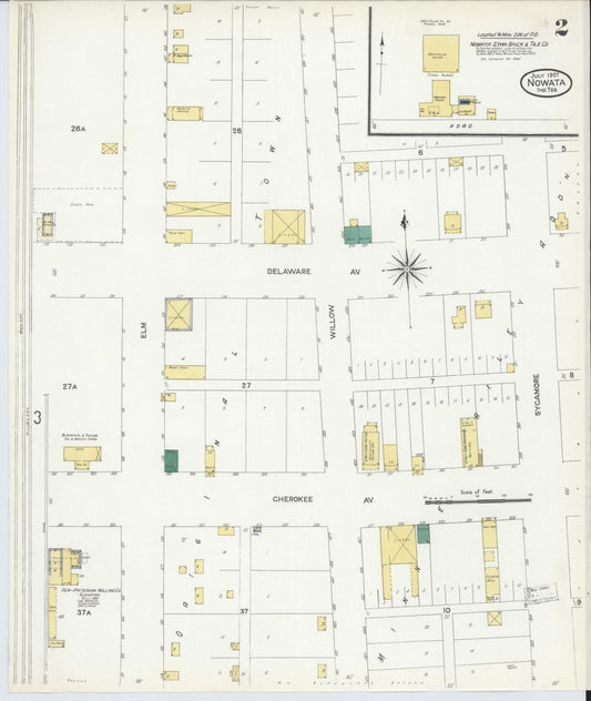 Sanborn Fire Insurance Map from Nowata, Nowata County, Oklahoma (1907), Sheet #0002 - Historic Sanborn Fire Insurance Map Print, vintage old map wall art, antique decor, genealogy gift, Oklahoma Oklahoma map