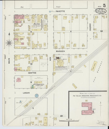 Sanborn Fire Insurance Map from Celina, Mercer County, Ohio (1890), Sheet #0005 - Historic Sanborn Fire Insurance Map Print, vintage old map wall art, antique decor, genealogy gift, Ohio Ohio map