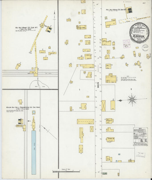 Sanborn Fire Insurance Map from Alderson, Pittsburg County, Oklahoma (1901), Sheet #0001 - Historic Sanborn Fire Insurance Map Print, vintage old map wall art, antique decor, genealogy gift, Oklahoma Oklahoma map