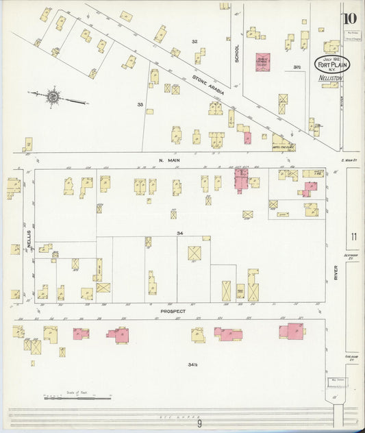 Sanborn Fire Insurance Map from Fort Plain, Montgomery County, New York (1912), Sheet #0010 - Historic Sanborn Fire Insurance Map Print, vintage old map wall art, antique decor, genealogy gift, New York New York map