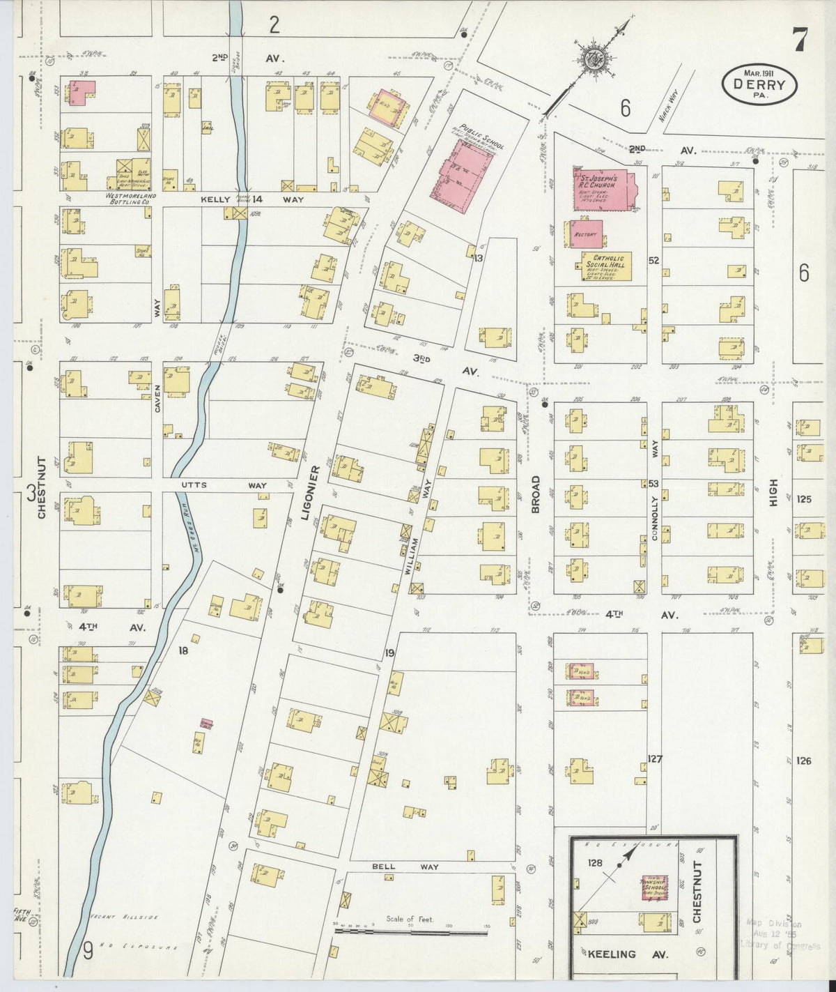 Sanborn Fire Insurance Map from Derry, Westmoreland County, Pennsylvania (1911), Sheet #0007 - Complete Map Set gallery image, historic Sanborn map, vintage wall art, Pennsylvania Pennsylvania