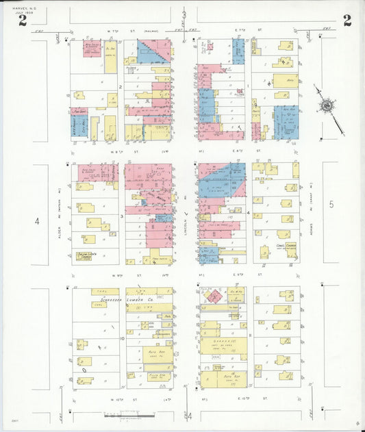 Sanborn Fire Insurance Map from Harvey, Wells County, North Dakota (1939), Sheet #0002 - Historic Sanborn Fire Insurance Map Print, vintage old map wall art, antique decor, genealogy gift, North Dakota North Dakota map