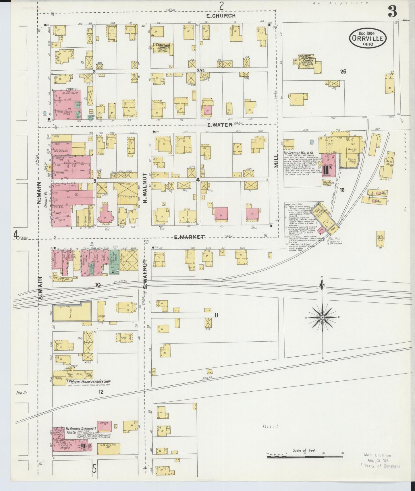 Sanborn Fire Insurance Map from Orrville, Wayne County, Ohio (1904), Sheet #0003 - Historic Sanborn Fire Insurance Map Print, vintage old map wall art, antique decor, genealogy gift, Ohio Ohio map