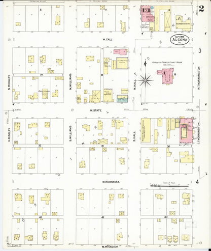 Sanborn Fire Insurance Map from Algona, Kossuth County, Iowa (1907), Sheet #0002 - Historic Sanborn Fire Insurance Map Print