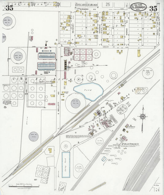 Sanborn Fire Insurance Map from El Dorado, Union County, Arkansas (1929), Sheet #0035 - Historic Sanborn Fire Insurance Map Print, vintage old map wall art, antique decor, genealogy gift, Arkansas Arkansas map