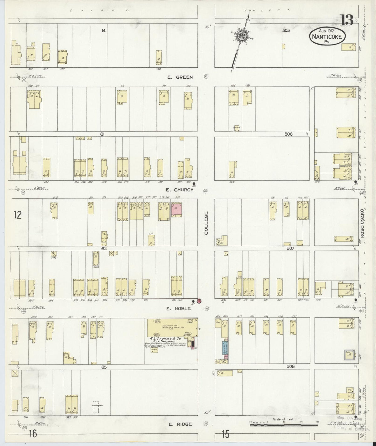 Sanborn Fire Insurance Map from Nanticoke, Luzerne County, Pennsylvania (1912), Sheet #0013 - Historic Sanborn Fire Insurance Map Print, vintage old map wall art, antique decor, genealogy gift, Pennsylvania Pennsylvania map