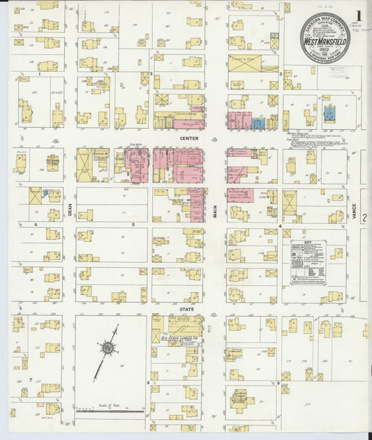 Sanborn Fire Insurance Map from West Mansfield, Logan County, Ohio (1911), Sheet #0001 - Complete Map Set gallery image, historic Sanborn map, vintage wall art, Ohio Ohio