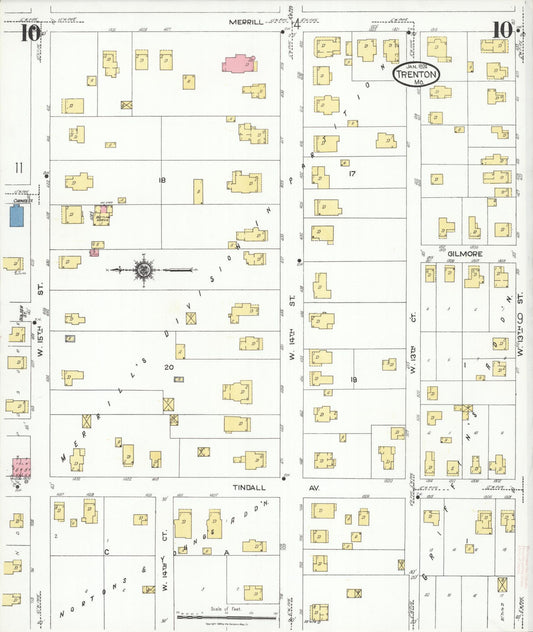 Sanborn Fire Insurance Map from Trenton, Grundy County, Missouri (1924), Sheet #0010 - Historic Sanborn Fire Insurance Map Print, vintage old map wall art, antique decor, genealogy gift, Missouri Missouri map