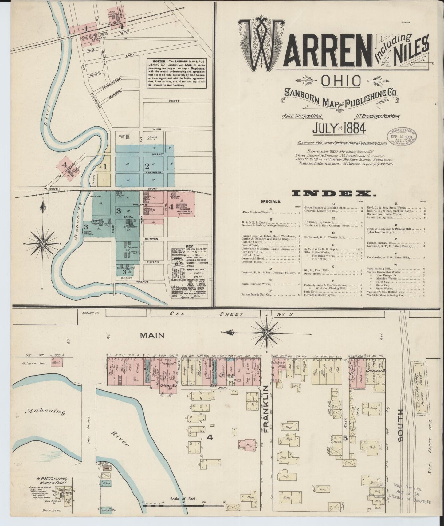Sanborn Fire Insurance Map from Warren, Trumbull County, Ohio (1884), Sheet #0001 - Complete Map Set gallery image, historic Sanborn map, vintage wall art, Ohio Ohio