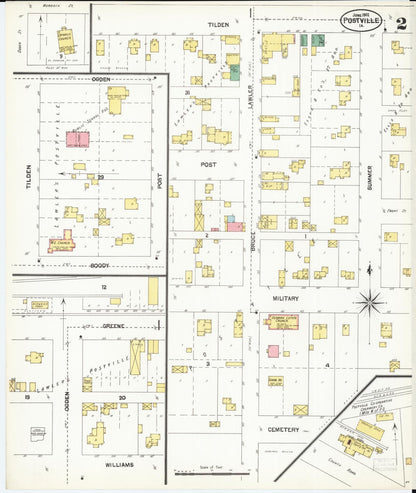 Sanborn Fire Insurance Map from Postville, Allamakee County, Iowa (1902), Sheet #0002 - Historic Sanborn Fire Insurance Map Print, vintage old map wall art