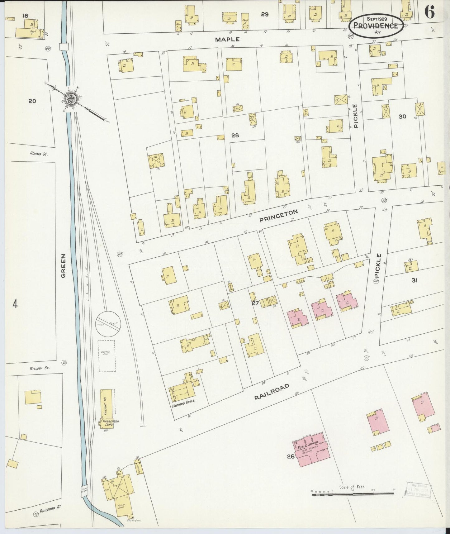Sanborn Fire Insurance Map from Providence, Webster County, Kentucky (1909), Sheet #0006 - Complete Map Set gallery image, historic Sanborn map, vintage wall art, Kentucky Kentucky