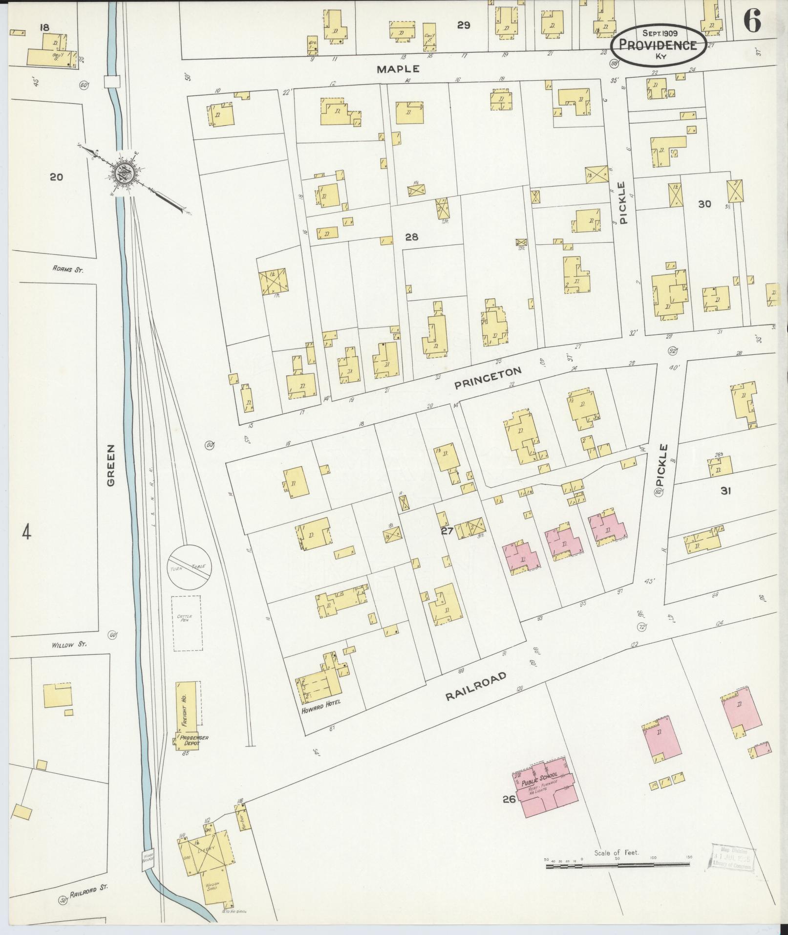 Sanborn Fire Insurance Map from Providence, Webster County, Kentucky (1909), Sheet #0006 - Complete Map Set gallery image, historic Sanborn map, vintage wall art, Kentucky Kentucky