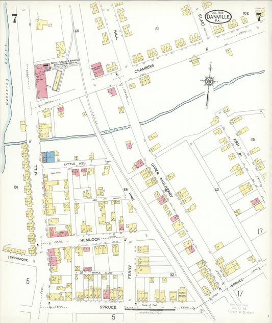 Sanborn Fire Insurance Map from Danville, Montour County, Pennsylvania (1923), Sheet #0007 - Historic Sanborn Fire Insurance Map Print, vintage old map wall art, antique decor, genealogy gift, Pennsylvania Pennsylvania map