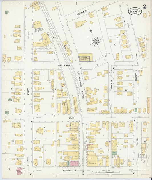 Sanborn Fire Insurance Map from Saint Marys, Pleasant County, West Virginia (1908), Sheet #0002 - Historic Sanborn Fire Insurance Map Print, vintage old map wall art, antique decor, genealogy gift, West Virginia West Virginia map