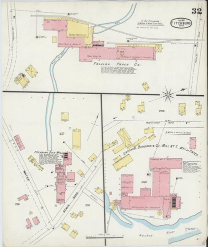Sanborn Fire Insurance Map from Fitchburg, Worcester County, Massachusetts (1897), Sheet #0032 - Complete Map Set gallery image, historic Sanborn map, vintage wall art, Massachusetts Massachusetts
