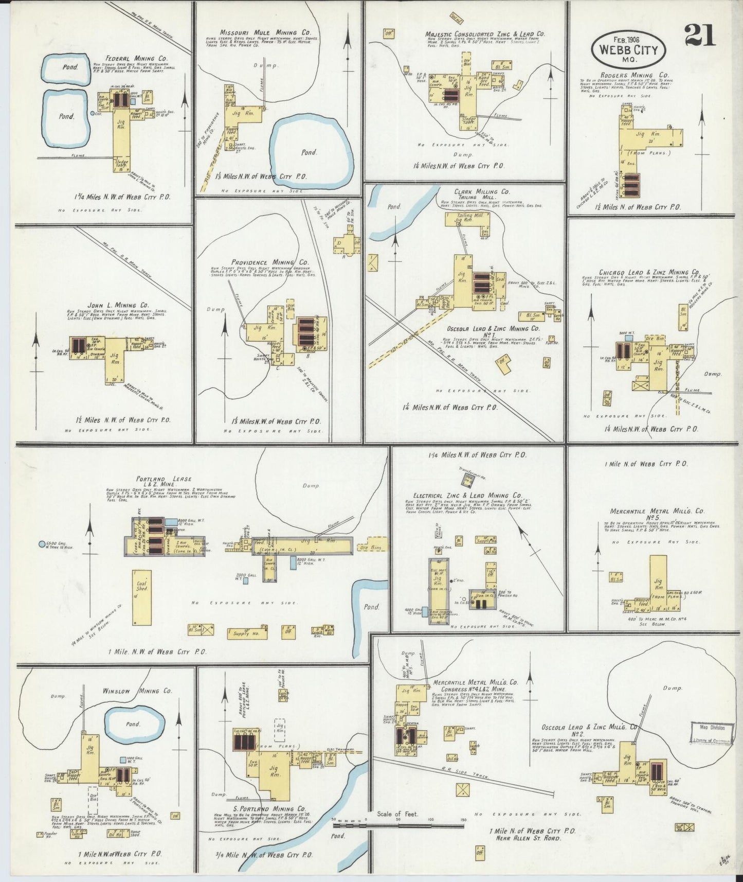 Sanborn Fire Insurance Map from Webb City, Jasper County, Missouri (1906), Sheet #0021 - Complete Map Set gallery image, historic Sanborn map, vintage wall art, Missouri Missouri