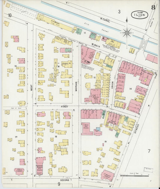 Sanborn Fire Insurance Map from Ilion, Herkimer County, New York (1897), Sheet #0008 - Historic Sanborn Fire Insurance Map Print, vintage old map wall art, antique decor, genealogy gift, New York New York map