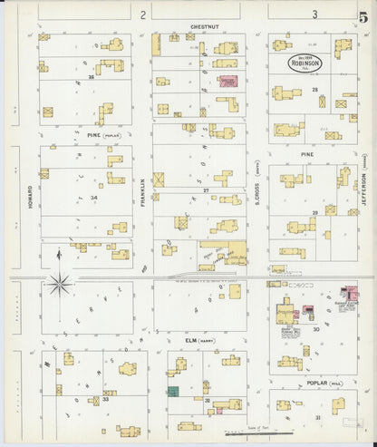 Sanborn Fire Insurance Map from Robinson, Crawford County, Illinois (1899), Sheet #0005 - Complete Map Set gallery image, historic Sanborn map, vintage wall art, Illinois Illinois