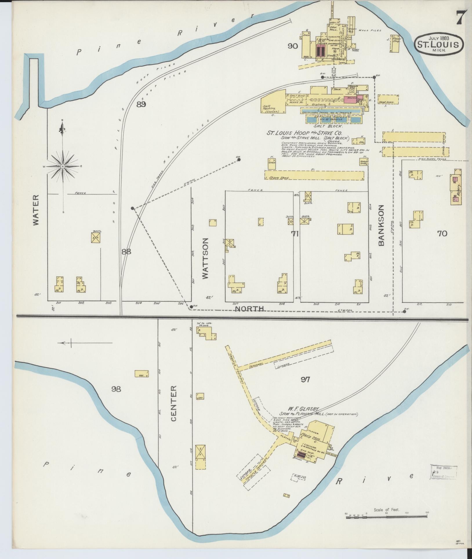 Sanborn Fire Insurance Map from Saint Louis, Gratiot County, Michigan (1893), Sheet #0007 - Complete Map Set gallery image, historic Sanborn map, vintage wall art, Michigan Michigan