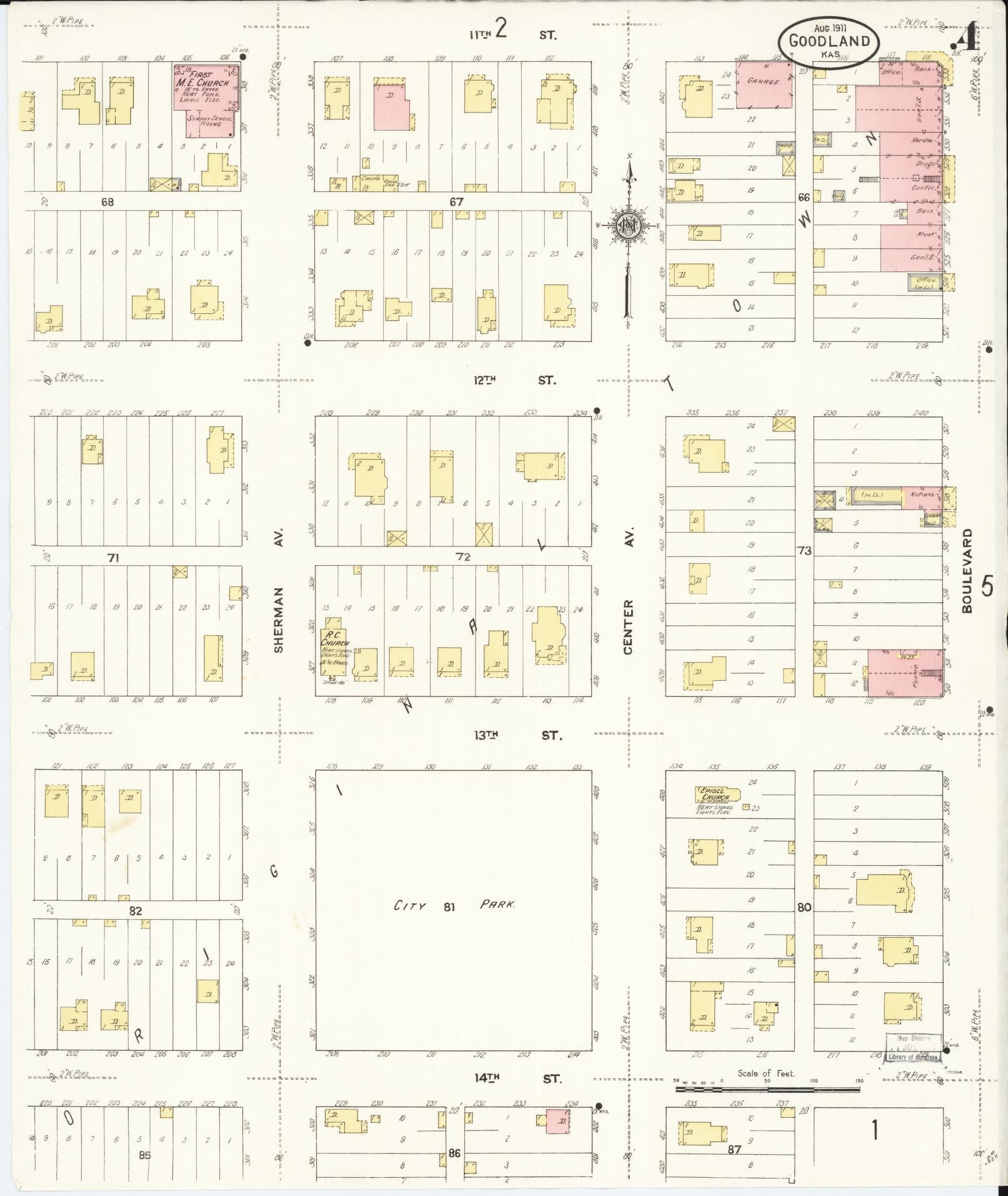 Sanborn Fire Insurance Map from Goodland, Sherman County, Kansas (1911), Sheet #0004 - Historic Sanborn Fire Insurance Map Print, vintage old map wall art, antique decor, genealogy gift, Kansas Kansas map