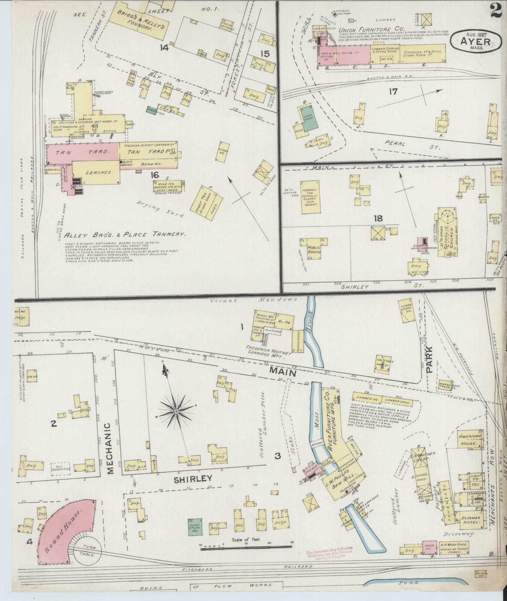 Sanborn Fire Insurance Map from Ayer, Middlesex County, Massachusetts (1887), Sheet #0002 - Complete Map Set gallery image, historic Sanborn map, vintage wall art, Massachusetts Massachusetts