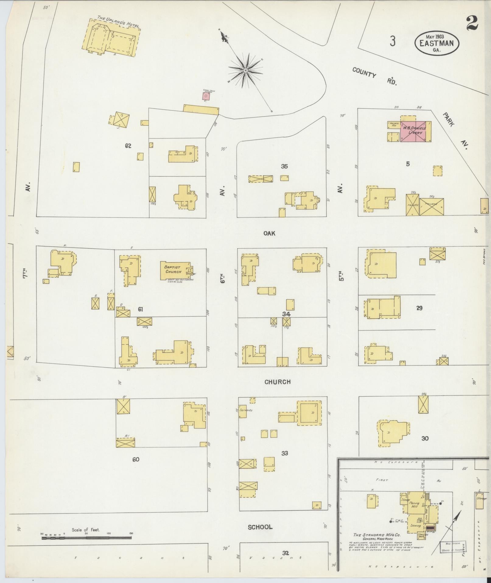 Sanborn Fire Insurance Map from Eastman, Dodge County, Georgia (1903), Sheet #0002 - Historic Sanborn Fire Insurance Map Print, vintage old map wall art, antique decor, genealogy gift, Georgia Georgia map